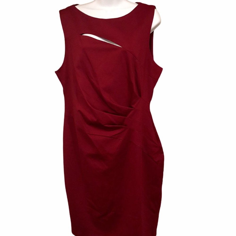 Elegant Flattering Burgundy Holiday Dress With Stretch Fits Like XL